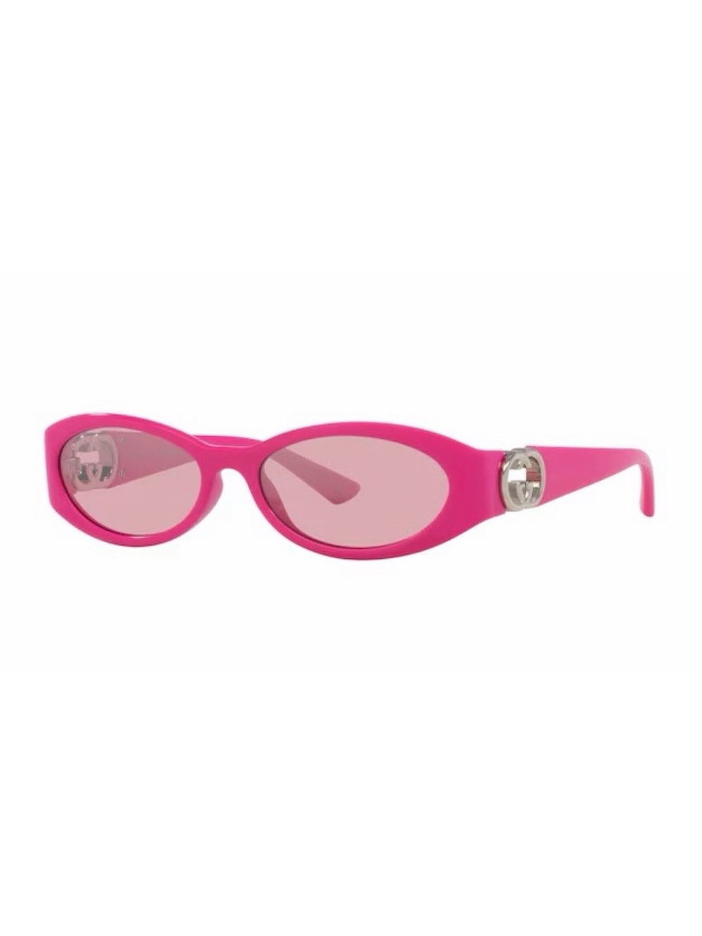Gucci Pink Oval Sunglasses with Silver Accent